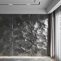Modern Dark Gray Textured Stone Background Wall With Irregular Surface Panels 3d model