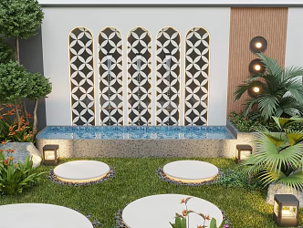 Courtyard landscape water landscape wall water landscape plants outdoor lighting 3d model