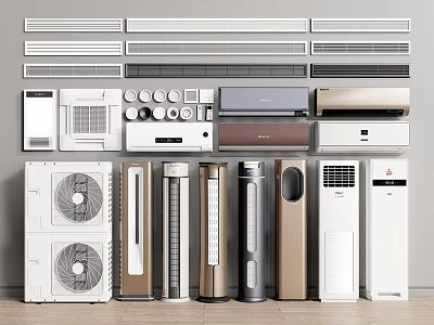 Various Types of Air Conditioners and Fans for Home Cooling Solutions 3d model