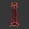 Navy Blue Long Dress With Gold Decorative Trim And Button Details