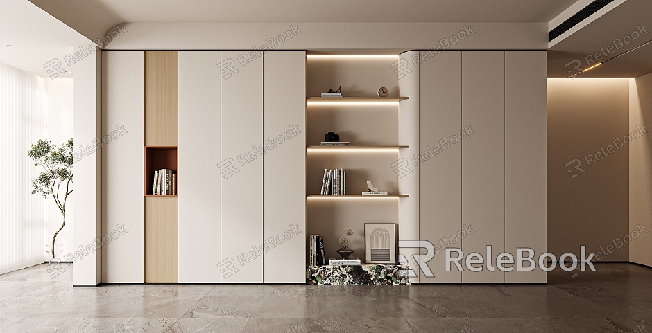 Modern Bookcase Cream Decorative Cabinet Bookcase model