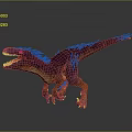 Ferocious Purple Orange Dinosaur With Red Spikes Open Mouth Standing On Dark Background
