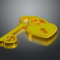 Stylish Clothing Accessories With Golden Key And Heart Shaped Lock Design