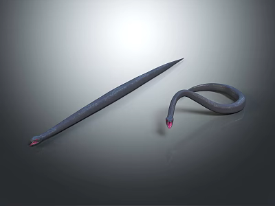 Two Snakes With Pink Heads One Slender And One Coiled On Gray Background 3d model