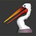 White Headed Pelican Bird With Red Yellow Beak And Blue Eye On Colorful Base
