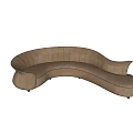 Modern Beige Curved Sofa Design With Smooth Wave Like Curves And Velvet Upholstery