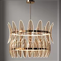 Modern Golden Chandelier With Curved Transparent Blades And Elegant Lighting Design
