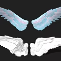 Stylish 3D Angel Wings Wall Decor with Pastel Gradient and White Design