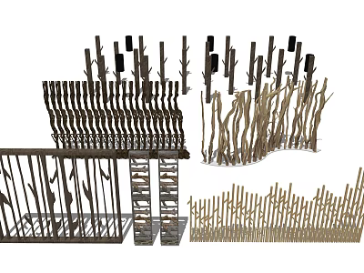 Various Design Room Dividers Featuring Wooden Sticks And Metal Frames For Decor 3d model