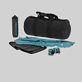 Black Duffel Bag with Beastmode Water Bottle Blue Sportswear Shorts And Wrist Wraps