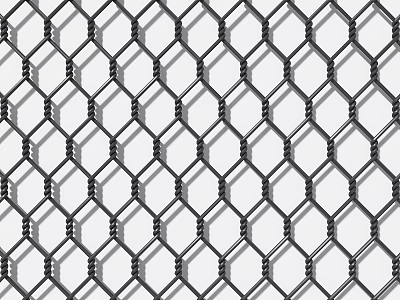 Metal Fence With Diamond Shaped Mesh Structure 3d model