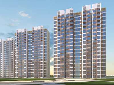 Modern High Rise Residential Building With Glass Facade Balconies And Contemporary Design 3d model