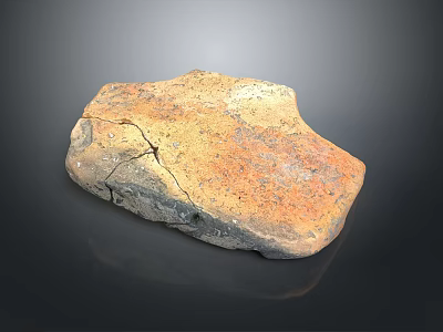 Handcrafted Sculpture Carving From Cracked Orange Gray Stone With Rough Surface On Black Background 3d model