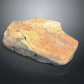 Handcrafted Sculpture Carving From Cracked Orange Gray Stone With Rough Surface On Black Background