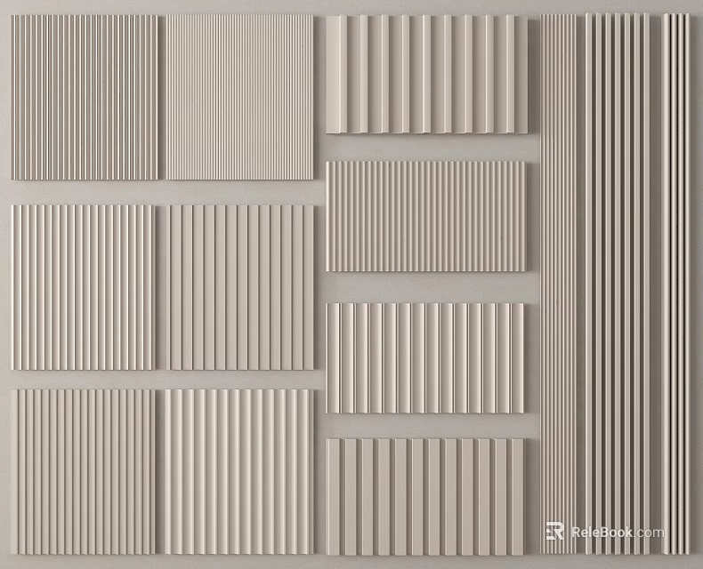 Various Textured Wall Paneling Designs With Grooved And Patterned Surfaces For Interior Decor 3d model 