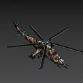 Military Attack Helicopter With Camouflage Paint Rotors And Weapons System