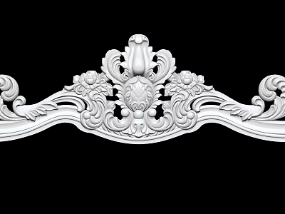 Intricate Classical Carved Design with Floral Patterns and Curved Scrolls for Furniture Decorative Element 3d model