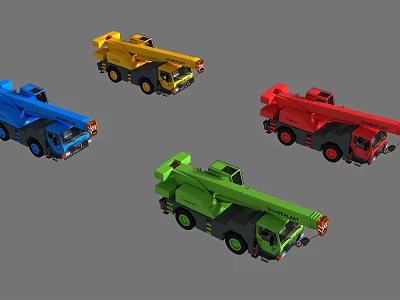 Colorful Industrial Cranes Including Yellow Blue Red And Green Models 3d model