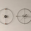 Modern Minimalist Wall Clocks with Circular Metal Frame and Stylish Pointers Design 3d model