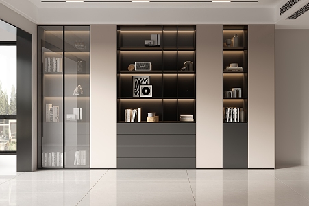 Modern bookcase whole house customization 3d model