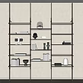 Modern Multi Tier Black Metal Storage And Display Shelf With Books Decorative Vases And Sculptures