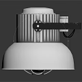 Silver Metal Work Lamp With Handle And Reflective Base Design