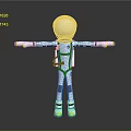 Cartoon Style 3D Astronaut Figure Wearing White Space Suit With Yellow Accents And Black Straps