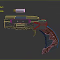 Futuristic Sci Fi Handgun Weapon Featuring Metallic Body And Ergonomic Grip Design