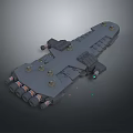 Sci Fi Spaceship Model With Gray Structure Circular Components And Green Lights 3d model