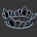 Elegant Silver Crown with Black Gemstones and Modern Openwork Design 3d model