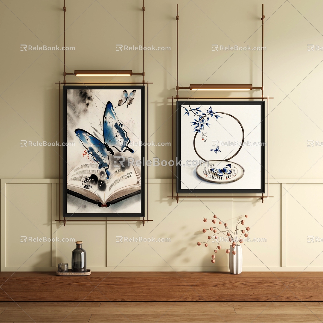 New Chinese-style metal boom decorative painting 3d model