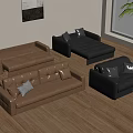 Modern sofa bed double sofa 3d model