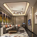 Luxury KTV Interior Design With Sofa Coffee Table TV And Decorative Elements 3d model