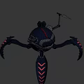 Futuristic Mechanical Reptile 3D Model With Black Red Scales And Glowing Appendages