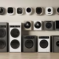 Different Styles And Colors Of Washing Machines Including Vertical And Wall Mounted