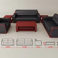 Modern White Sofa and Coffee Table Set with Wooden Frame and Dimensions 3d model