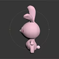 Pink Rabbit Toy 3D Model With Long Ears Round Face And Blush