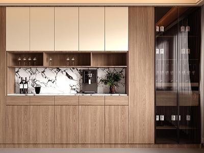 Modern Log Sideboard Wine Cabinet Sideboard Tea Cabinet Finished Sideboard Glass Door Wine Cabinet Glass Door Decorative Cabinet 3d model