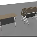 Foldable Conference Tables With Wooden Top Metal Frame And Rolling Wheels