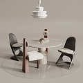 Middle style dining table and chair round dining table 3d model