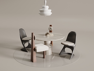 Middle style dining table and chair round dining table 3d model