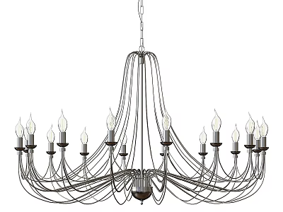Modern Metal Chandelier With Intricate Wire Design And Multiple Bulbs 3d model