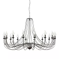 Modern Metal Chandelier With Intricate Wire Design And Multiple Bulbs