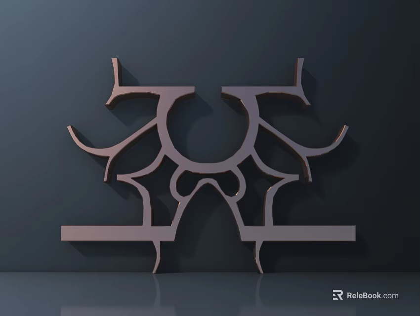 Modern Metal Wall Decor with Abstract Geometric Curved Design and Shelf 3d model 