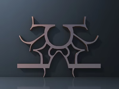 Modern Metal Wall Decor with Abstract Geometric Curved Design and Shelf 3d model