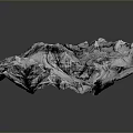 Black And White Mountain Landscape Sculpture With Textured Surface And Irregular Three Dimensional Shape