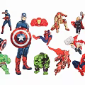 Superhero Silhouettes Featuring Captain America Iron Man Thor Spider-Man Hulk in Various Poses