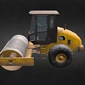 Yellow Road Roller Construction Vehicle With Steel Drum And Large Wheels