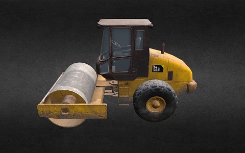 Road roller engineering vehicle 3d model