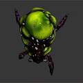 Terrifying Monster Creature With Bulbous Green Head And Purple Spiked Limbs